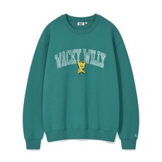 와키윌리 WACKY WILLY 로고 타이포 맨투맨 그린
