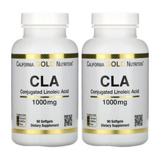 CGN CLA Clarinol ConjugatedLinoleicAcid 캘리포니아골드뉴트리션 CLA Clarinol 복합 리놀레산 1000mg 90소프트젤 2병 잇꽃 오일 함유, 2개, 90정