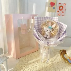 인형 꽃다발 보보볼 티안싱 졸업 선물 축제 기념, 8. B14-스타듀 선물가방 + 램프 + 토끼 머리띠