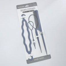 DAIFEINI 編髮器四件套組 DIY髮型造型工具, 1個, 灰色組