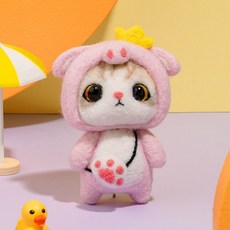 치프몰 양모펠트 DIY 패키지 세트, 197_돼지 고양이, 1개