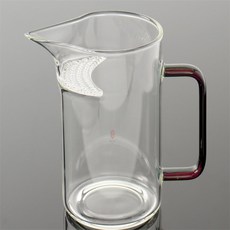 백스커머스 내열 거름망 유리물병 400ml 레드핸들 내열유리주전자