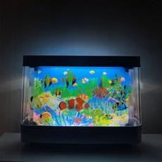 집드리 신비한 바다 LED 움직이는 페이크 고양이 물멍 가짜 어항 해양수족관 무드등 조명, 니모