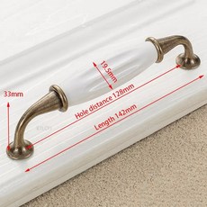 아연 합금 앤틱 청동 세라믹 화이트 캐비닛 핸들 서랍 손잡이 옷장 문짝 유럽 가구 하드웨어, 1021-128, 1개