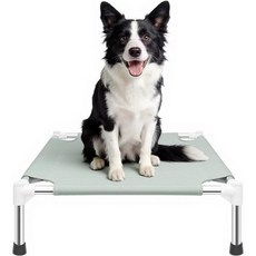 Makerfire 메이커파이어 고양이 침대 실내외용 소형견용 높임형 강아지 분리형 반려동물 침대 (미끄럼 방지 발판 포함) 폴리에스터 면 소재 (19.5인치(49.5cm), Grey-S (19.5'' L x 19.5'' W x