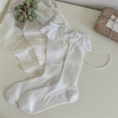 봄과 여름 얇은 양말 여성의 일본 리본 활 중간 튜브 여성 양말