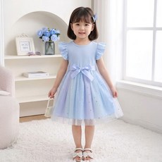 모모토리 자체제작 여아 유아 아동 어린이 썸머 별빛 리본 샤 원피스 등원룩 공주 원피스 생일파티