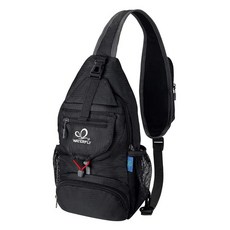 WATERFLY 패커블 스몰 크로스바디 슬링 백팩 숄더 체스트백 데이팩 하이킹 여행용113097, Black