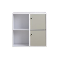 TZUMii 韓系二格二門櫃-雙色可選-2入組，簡約時尚收納櫃，輕鬆組裝，打造整潔居家空間, 木質白+灰