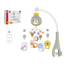 床鈴 寶寶床頭搖鈴 嬰兒床鈴 音樂鈴 嬰兒安撫玩具, 輕奢灰【可遙控+投影】, 1個