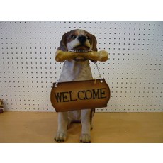 *︵House傢飾︵* 小狗咬狗骨頭WELCOME吊牌擺飾 限量新款 家居裝飾, 1個