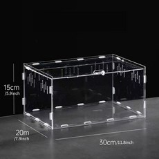 아크릴 파충류 사육장 도마뱀 거북이 거미 고슴도치 사육 박스 조립형, 1개, 스타일 A 30x20x15cm