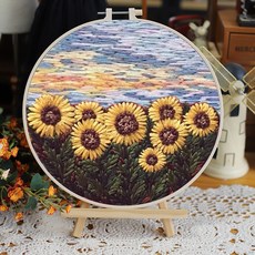 DIY手工刺繡材料包 風景刺繡入門套件, 春暖花開 送15cm仿竹繡繃, 1個