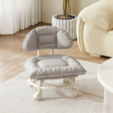 BYOU 조용하고 편안한 360도 소음 없는 회전 바퀴 앉은뱅이 의자, 1개, 회색