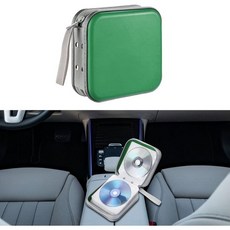 CD 케이스 차량용 홀더 48개 수납 가능한 견고한 플라스틱 DVD 범용 정리 지갑형 보호 보관함 차량 내부 액세서리 가정 사무실 여행에 적합 (녹색), Wood green