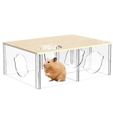 RekiLife 햄스터 하우스 집 클리어 투명 작은 동물용 은신처 오두막 놀이터 28×21×11cm, 1개, 상세페이지 참조