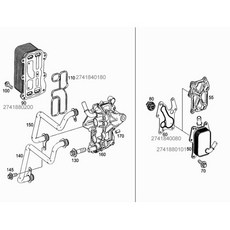 메르세데스 벤츠 C 클래스 W205 E 스프린터 용 오일 쿨러 도장 2741840180 M274