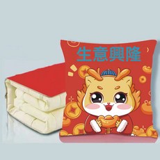 DIU 刺繡抱枕被子兩用二合一牀頭靠枕車載靠墊辦公室午睡枕毯子, 生意興隆