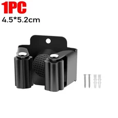 스테인리스 스틸 벽걸이형 클립 홀더 나사 포함 브러시 빗자루 고정 랙 방수 욕실 정리용 후크, 02 1pc-Black, 1개