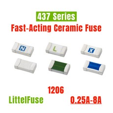 LF 437 1206 SMD 고속 작동 세라믹 퓨즈 0.25A 0.375A 0.5A 0.75A 1A 1.5A 1.75A 2.5A 3A 3.5A 4A 5A 7A 8A 32V 63V, 0.375A 125V