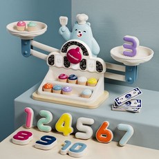 台灣出貨 TopBright 特寶兒 小熊天平秤數學益智訓練親子互動數字秤, 1個, 特寶兒小熊數字天平遊戲