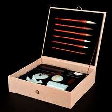 문방사우 붓먹세트 첫걸음 벼루세트 학교 절절 형 키트 머루 A 가정 입문자, 필의천성문방세트 붓걸이안함