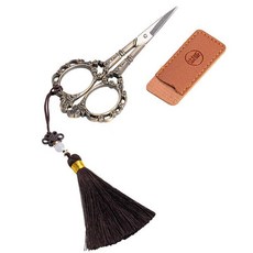 앤틱 꽃 미니가위 차가위 다용도 빈티지 원예 차칼, A. 태슬 장식 매화꽃 무늬 가위 십자수 가위 실 가위