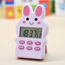 에코럭키 알람시계 타이머 쿠킹 공부 작업 시간체크 탁상용 자석부착식 겸용, 1개, 핑크토끼 타이머