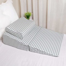 경사쿠션 병상 간병용 기대 베개 자세 조절 25-45도 경사로 탈부착, 녹색체크+라텍스베개길이80x60x20, 상세페이지 참고, 1개