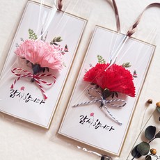 카네이션 비누꽃 스승의날 선생님 어버이날 손편지 카드 2세트, 1개, 레드+핑크