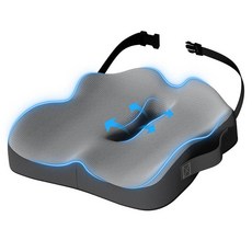 ModReve 카시트 쿠션 트럭 운전사 및 장거리 운전을 위한 조절 가능한 스트랩이 있는 엑스트라 라지 메모리 폼 정형외과 좌골 신경통 꼬리뼈 통증 완화 여행 필수품을 편안, Dark Gray + Black