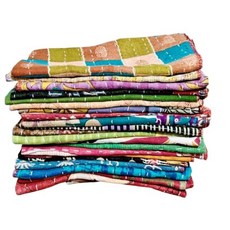 다양한 빈티지 면 Kantha 핸드메이드 냅킨 주방 타월 테이블 홈 데코 보헤미안 패치워크 재활용 세탁 가능 일상용 파티 결혼식 생일 40.6x40.6cm(16x16인, 10