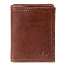 DOCKERS 남성용 추가 용량 슬림 프로파일 3단 지갑 여러 개의 카드 슬롯과 신분증 창 포함 브라운 Z폴드 단일 사이즈 ID 창이 있는 지갑