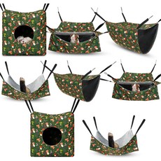 작은 동물 햄스터 친칠라 설탕 다람쥐 버섯 스타일을 위한 케이지 쥐 침대 기니 피그 걸이 터널 글라이더 장난감 페럿 은신처 액세서리용 Gelin 8Pcs 해먹