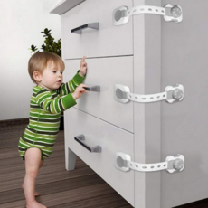 어린이 안전 잠금 장치 이중 유아 냉장고 아기 안전 잠금 장치 서랍 미닫이 다이얼 창문, 화이트
