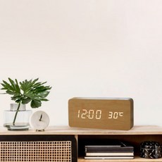 뮬워치 우드 탁상시계 LED 디지털 시계, 블랙(사각)