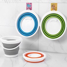 웨이카 다용도 접이식 세차 물통 캠핑 낚시 셀프세차 버킷 바구니, 003.애플그린