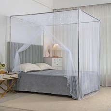 家用老式通用蚊帳 宿舍適用 1.5米雙人床/1.8米/2.2米落地式蚊帳 單人/雙人款 免安裝防蚊蟲, 升級帳紗粉色【不含支架】,1.8米寬x長2.0米床