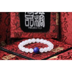 TIBUKKYO德榕藏品 原礦白瑪瑙手珠 8mm 回紋青金石隔珠 DIY手鍊, 1個, 15cm