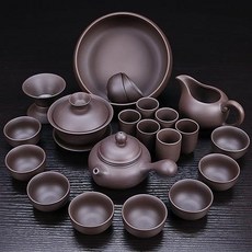旅行隨身功夫茶具組：原礦紫砂便攜茶壺茶杯套裝，居家旅行送禮佳品, 22頭原礦紫砂側把+茶洗, 1個