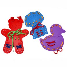 유아 집중력 소근육 두꺼운 실끼우기세트 손가락운동 두돌아기, 1개