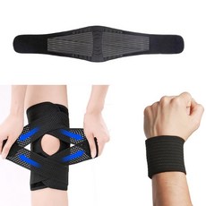 운동 보호 허리보호대 + 무릎보호대 2P + 손목보호대 2P, 블랙, M, 1개
