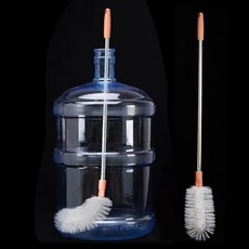 360度長柄洗桶刷，加厚不鏽鋼飲水機清潔球刷，伸縮桿礦泉水純淨水桶刷，不銹鋼水桶刷扁頭加長桶裝水洗桶, 1個, 白色