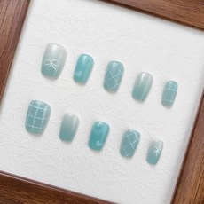 [당일배송] 천안각 리본 체크 디자인 셀프 붙이는 인조팁, 1개, 01 - T321 M