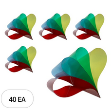 PVC 투명 컬러 필름 4종 x 5p 세트, 40개, A4