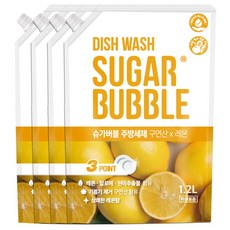 슈가버블 주방세제 구연산X레몬 주방세제 1.2L, 4개
