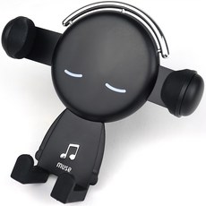 마시멜로 뮤즈 차량용 중력식 송풍구 폰거치대, 1개, 까망