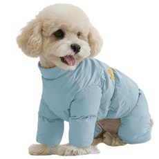 쭌스타 강아지 패딩 겨울옷 올인원 방한복 기모 애견옷 반려동물 일체형, 1개, 블루