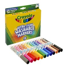 크레욜라 Crayola 울트라 클린 워셔블 마커 넓은 라인 12개 144687 3900244320, 12개 (1팩)