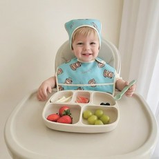 아이레빗 국내생산 아기 유아 포켓 미니 방수 턱받이 휴대용 이유식 자기주도, 1개, 1개입, 곰돌이 민트